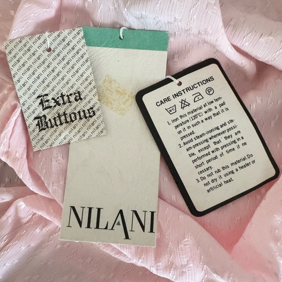 NILANI NWT Vintage Woman’s Pink Diamond Embroidered JewelryCollar Blouse-Size 10 - Picture 5 of 12